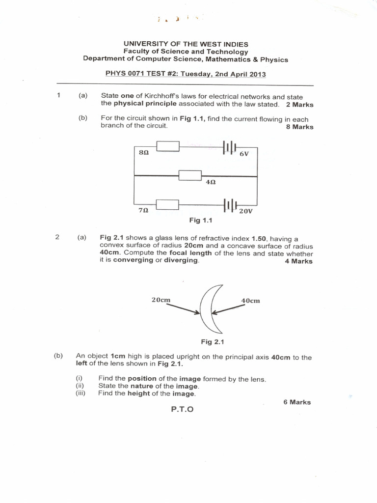 Phys0071 Test #2 2013 Corrections 2 | PDF