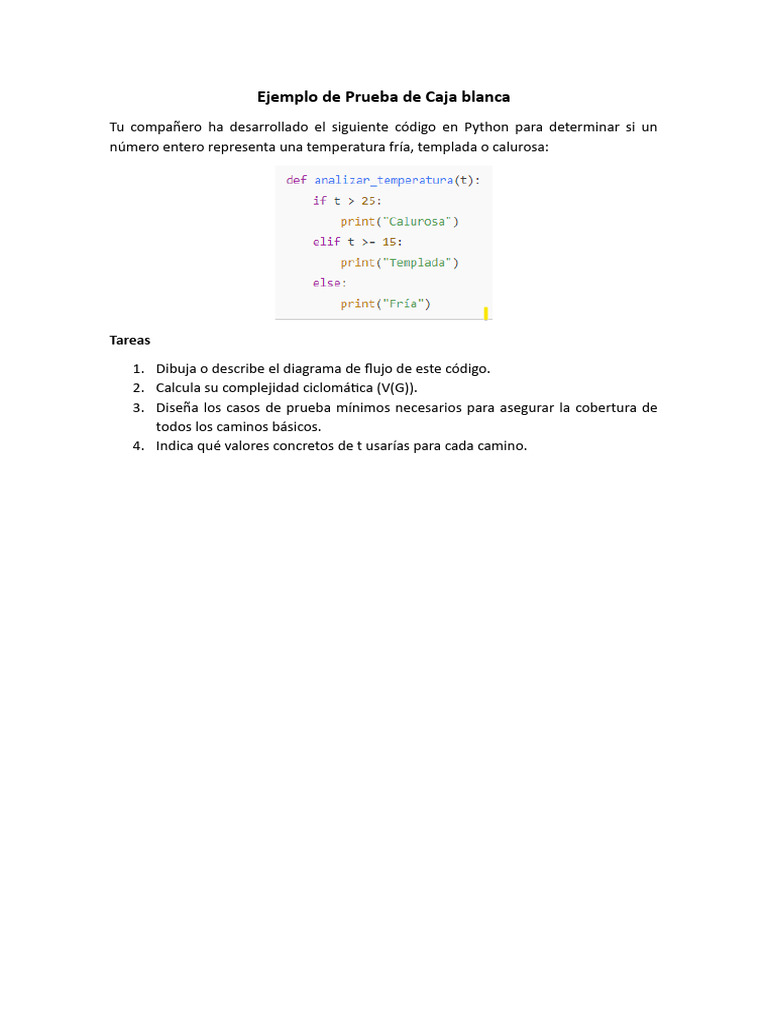 Prueba de Caja Blanca en Python | PDF