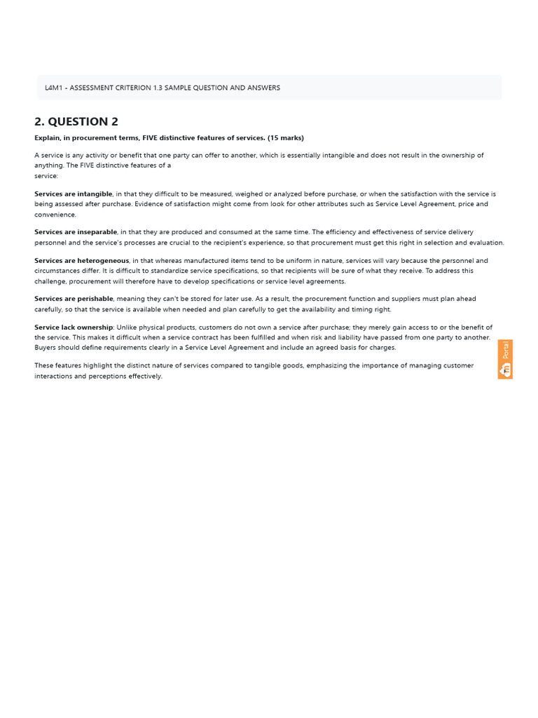 l4m1 - Assessment Criterion 1.3 Sample Question and Answers - Question ...