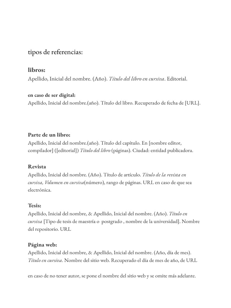 Guía de Referencias y Citas APA | PDF