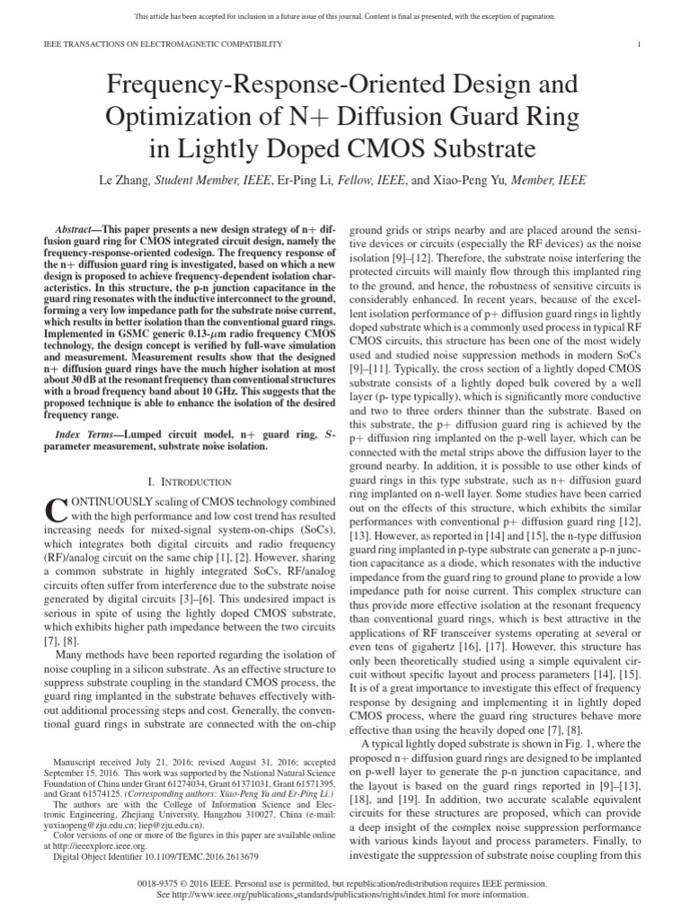 N+ Diffusion Guard Ring Design for CMOS | PDF | Cmos | Electrical ...