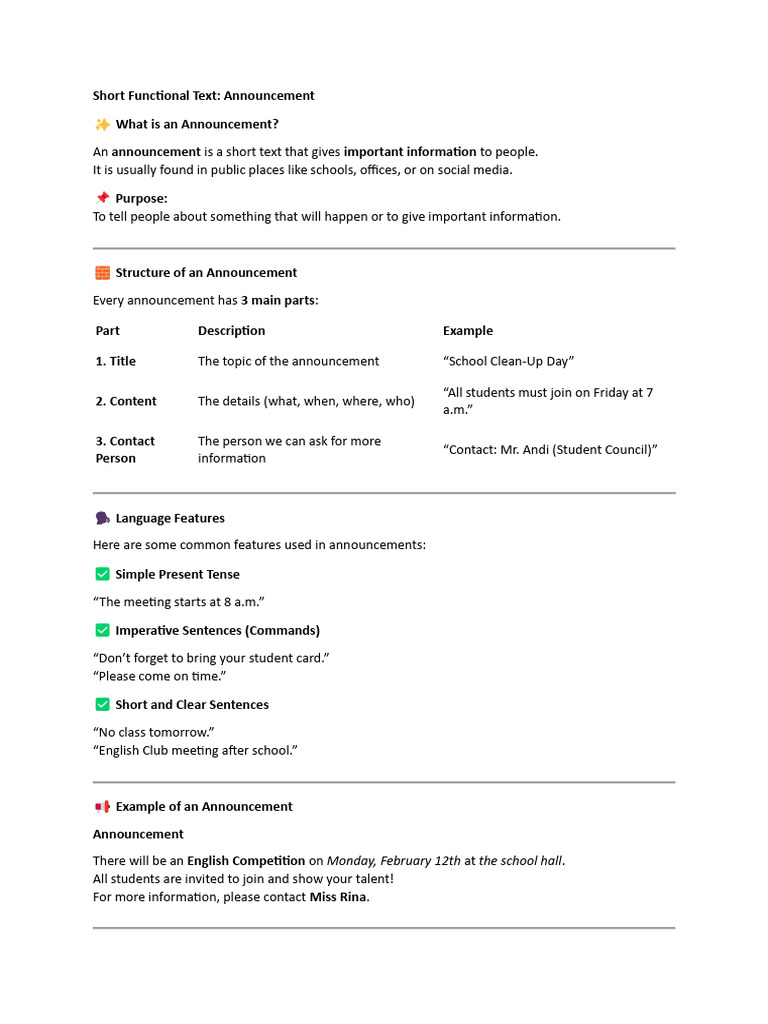 How to Write Effective Announcements | PDF