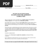 Download Hunter College High School Sample Entrance Exam by theschoolboards SN94315049 doc pdf