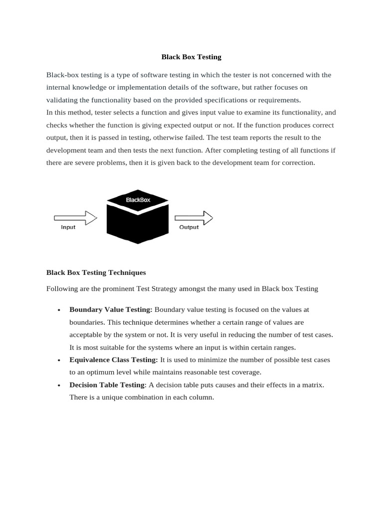 Black Box Testing Techniques Explained | PDF | Software Testing ...