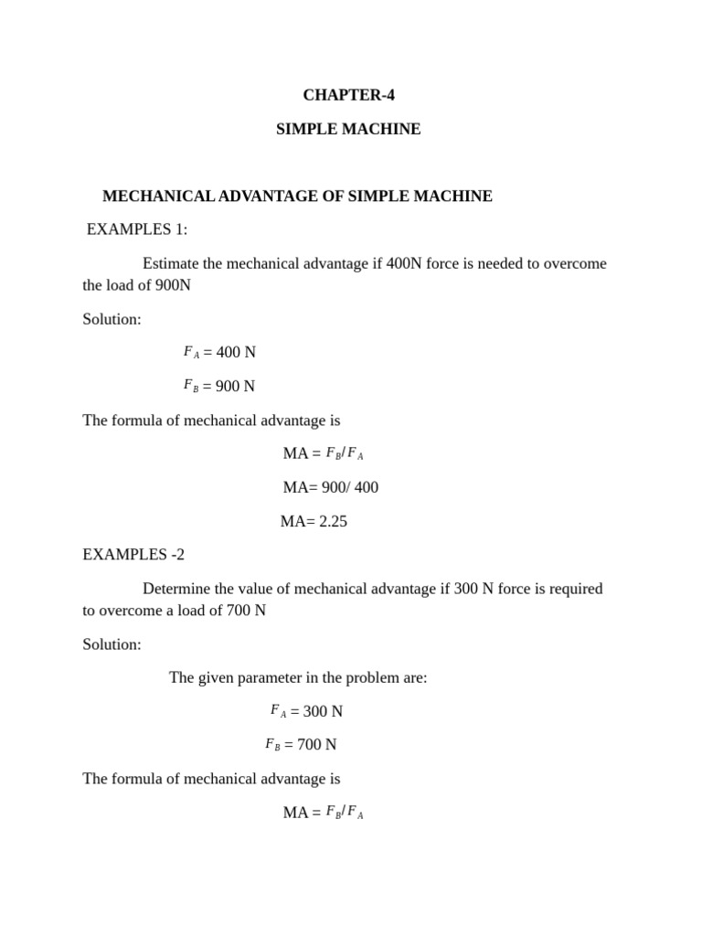 Ch-4 Simple Machine Note - 1 | PDF