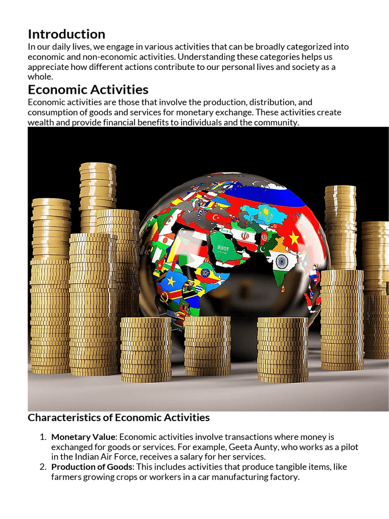 Characteristics of Economic Activities: Monetary Value | PDF | Goods ...