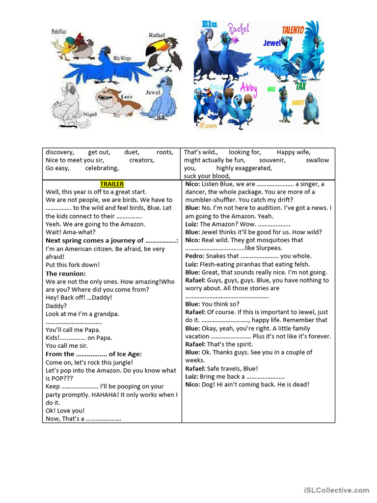 Rio 2 Trailer Transcript Analysis | PDF