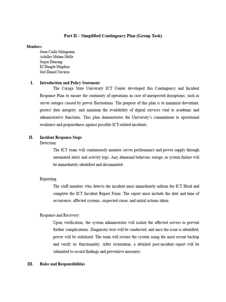 Caraga State University ICT Contingency Plan | PDF | Backup ...