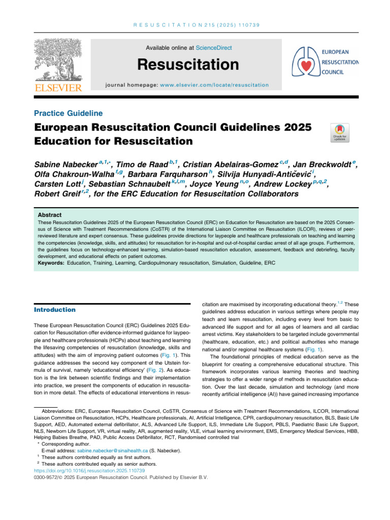 ERC Education Guidelines 2025 | PDF | Cardiopulmonary Resuscitation ...