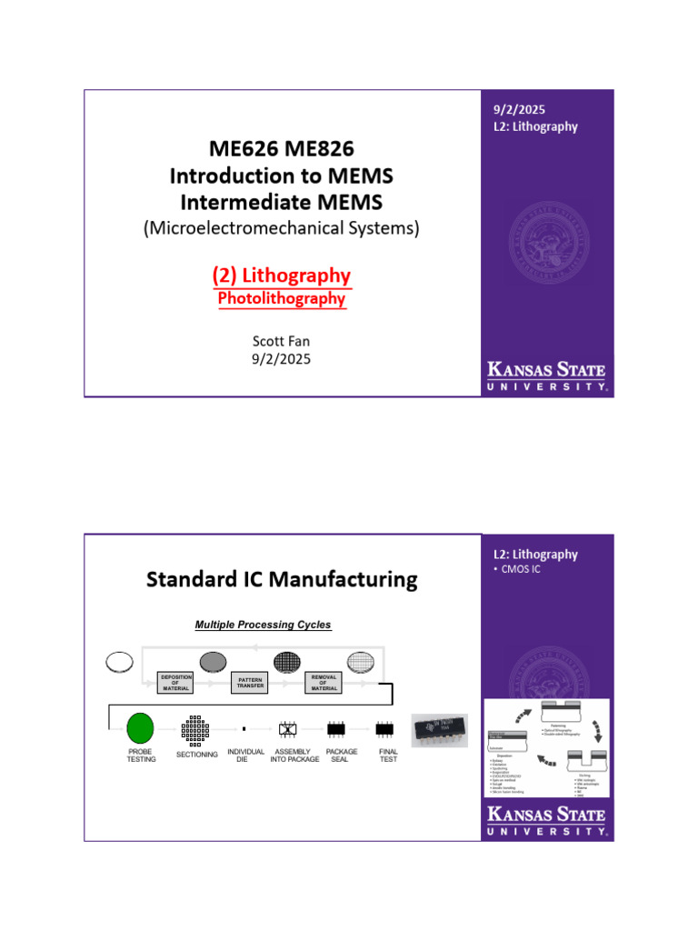 MEMS Lithography Process Overview | PDF | Photolithography | Ultraviolet