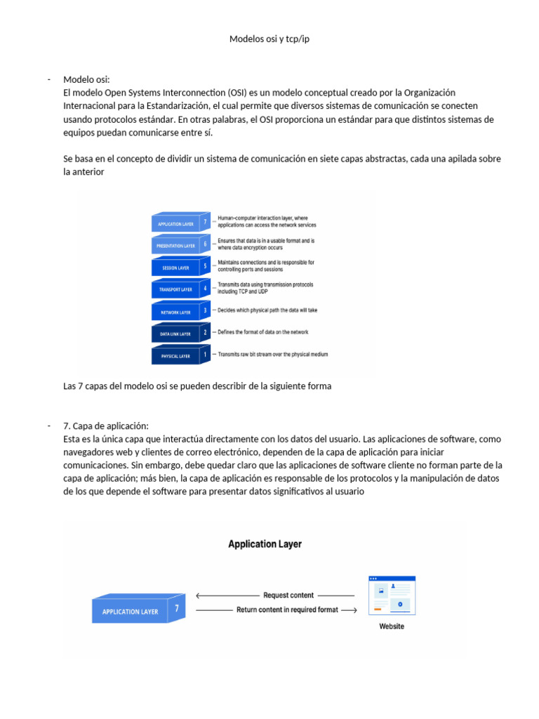 Comparativa de Modelos OSI y TCP/IP | PDF | Red de computadoras ...