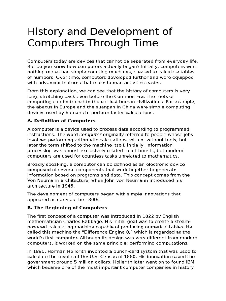 Evolution of Computers Through History | PDF | Personal Computers ...