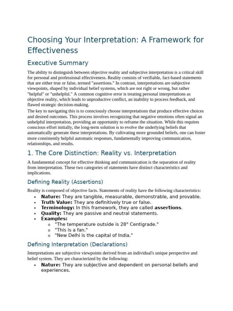 Choosing Effective Interpretations for Success | PDF | Reality | Truth