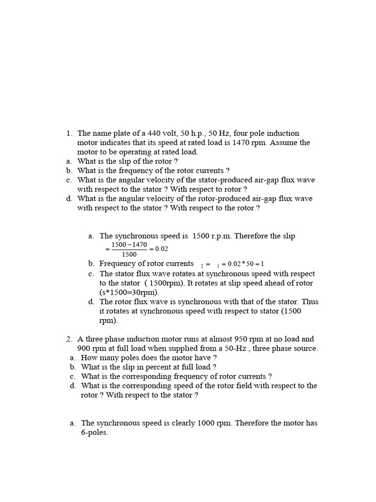 Induction Motor Analysis and Calculations | PDF | Electric Motor ...