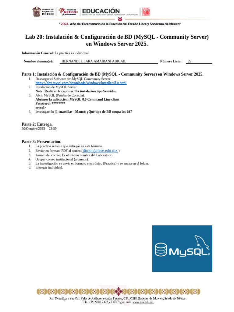 Instalación MySQL en Windows Server 2025 | PDF