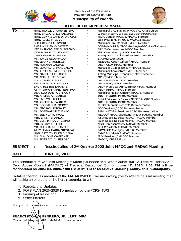 Rescheduled MPOC and MADAC Meeting Notice | PDF