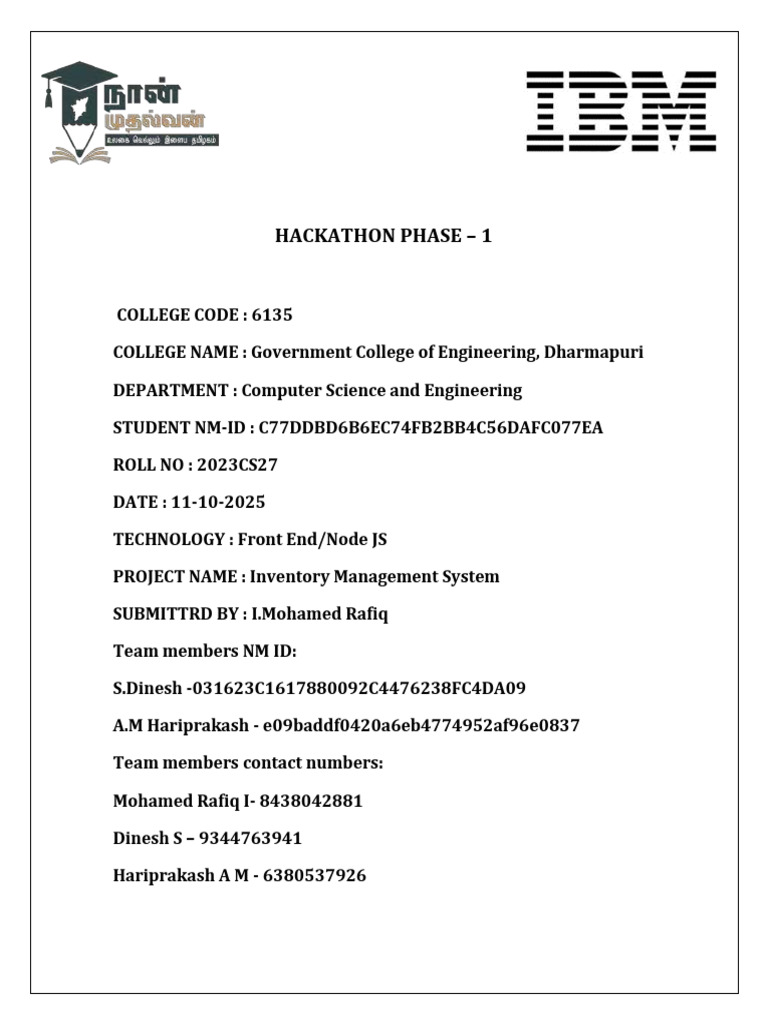 Inventory Management System Phase1 Compressed | PDF | Databases ...