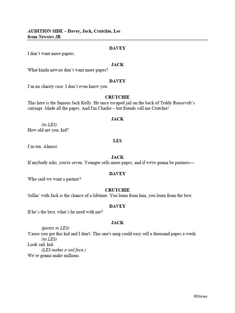 Davey, Jack, Crutchie, Les | PDF