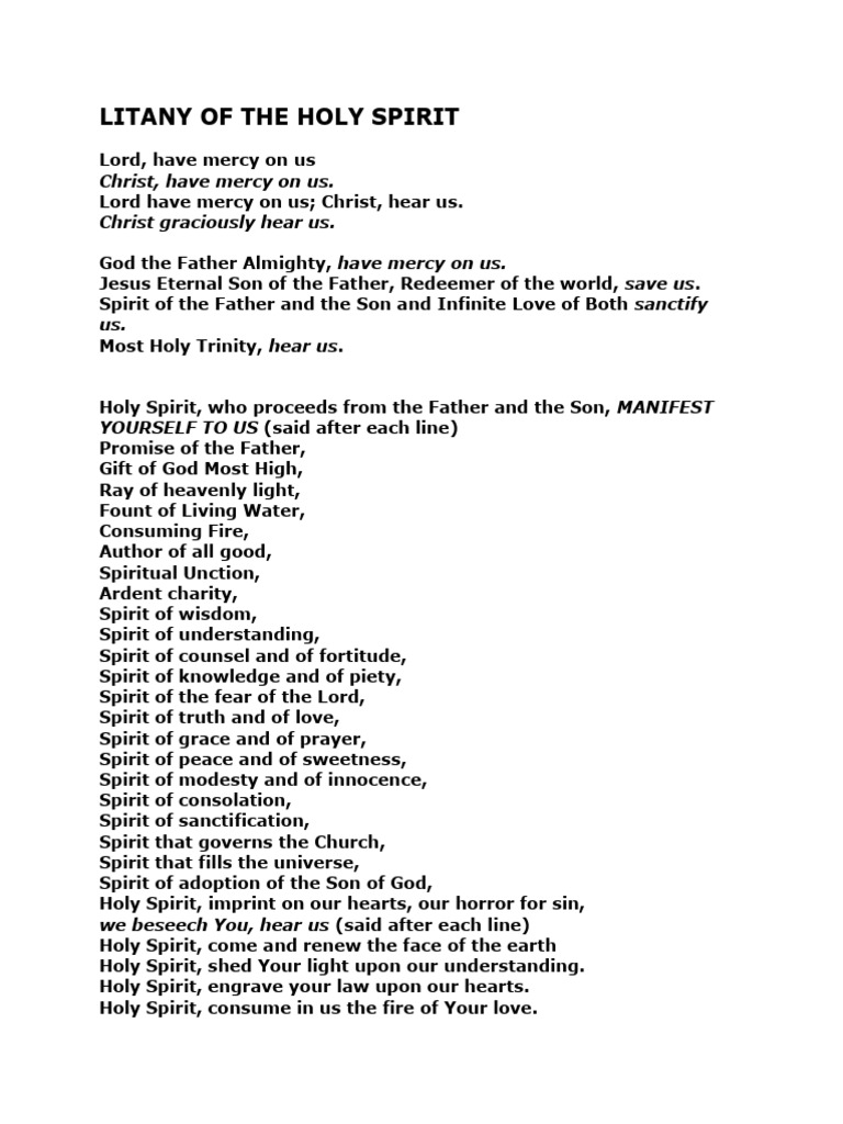 Litany of The Holy Spirit PDF
