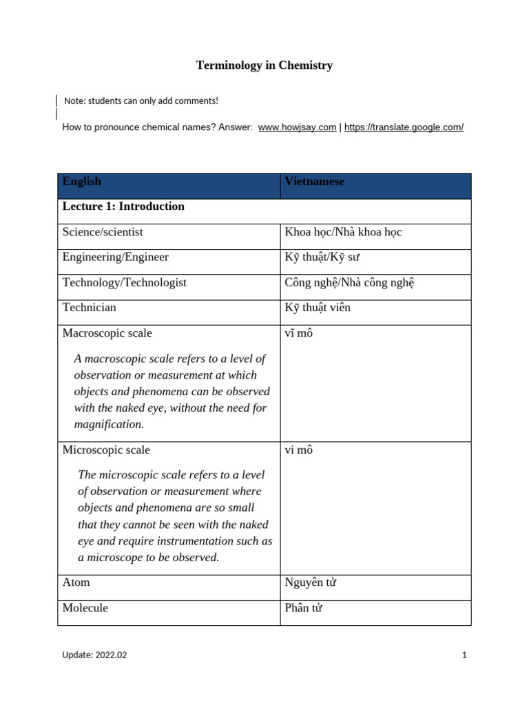Terminology in Chemistry | PDF