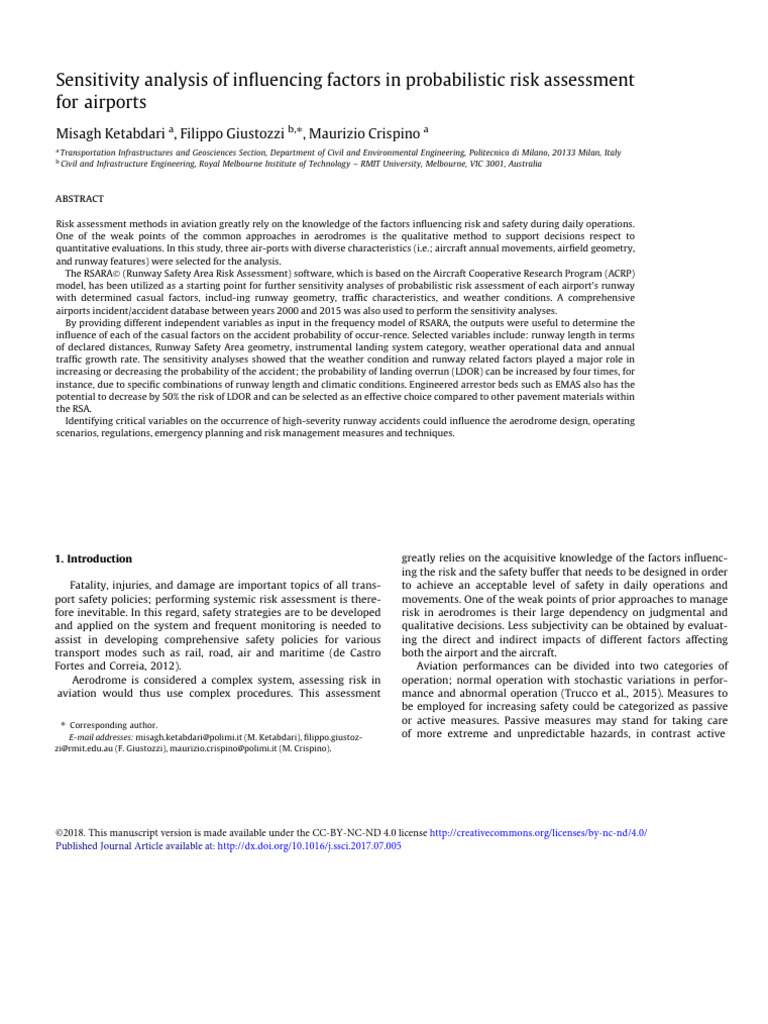 Sensitivity Analysis of Influencing Factors in Probabilistic Risk ...