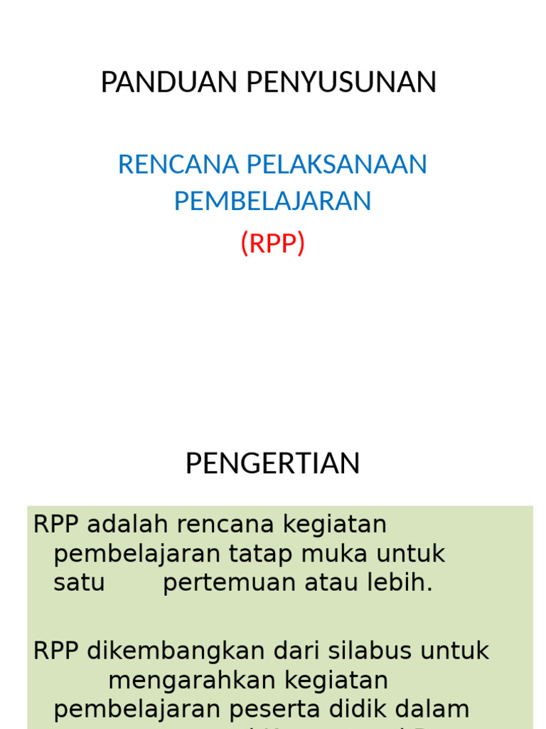 Panduan Penyusunan RPP | PDF
