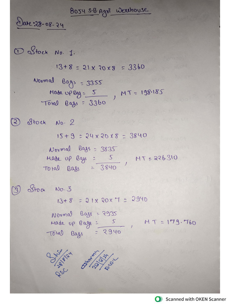 SB Agri Werehouse Physical Counting Sheet | PDF