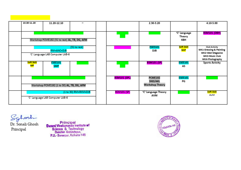 CSE B Routine 1st Year - 1st - Sem 2025-26-1 | PDF