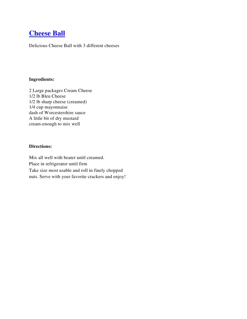 Cheese Ball Ingredients PDF