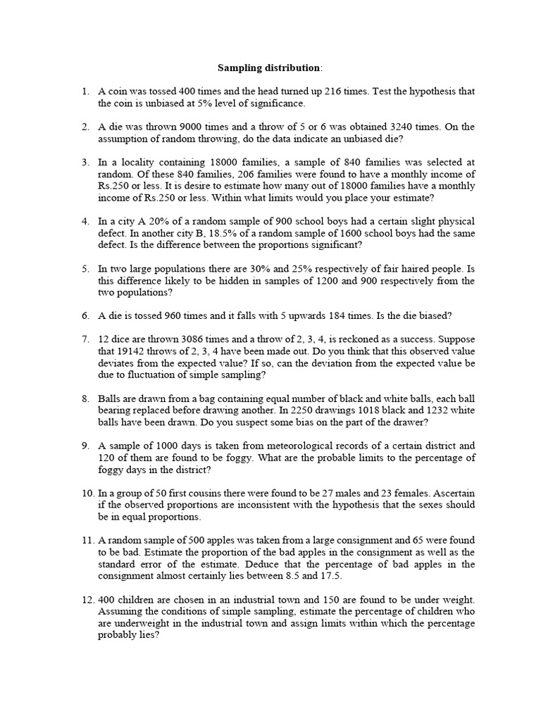 Unit-4 Sampling Distribution | PDF | Standard Deviation | Statistical ...