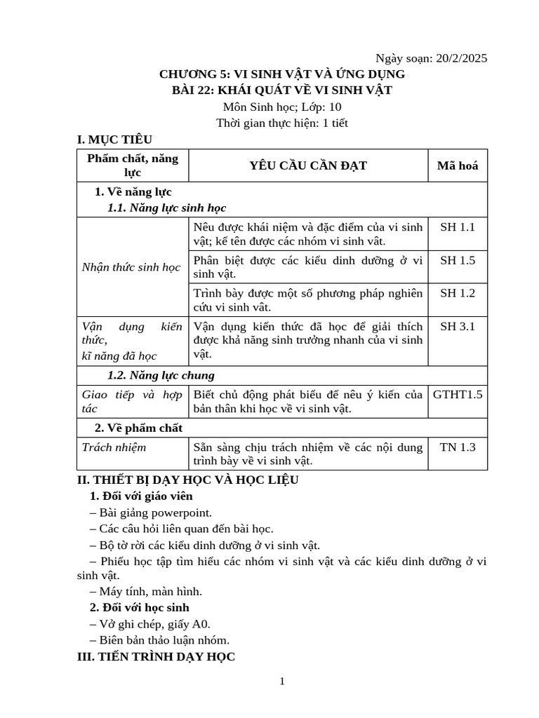 KHBD SGK SH10 Bai 22 | PDF