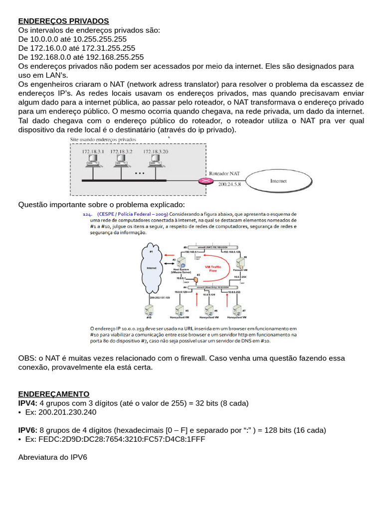 Endereços IP Privados e NAT | PDF | Protocolo de controle de ...