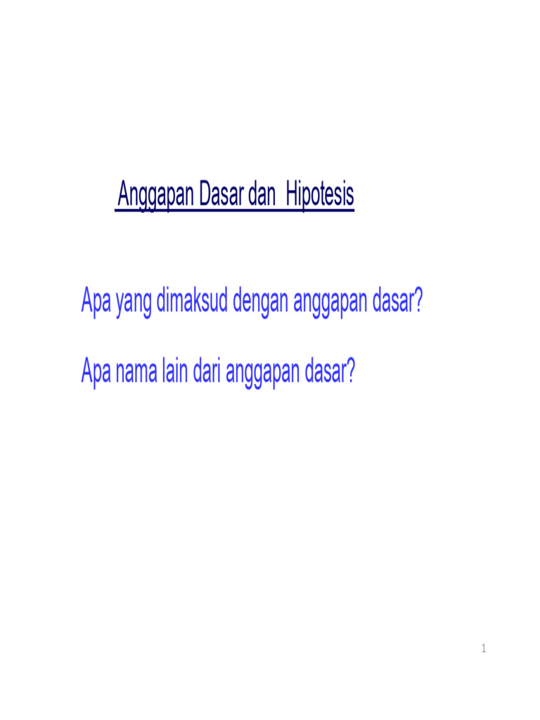 Anggapan Dasar dan Hipotesis Penelitian | PDF
