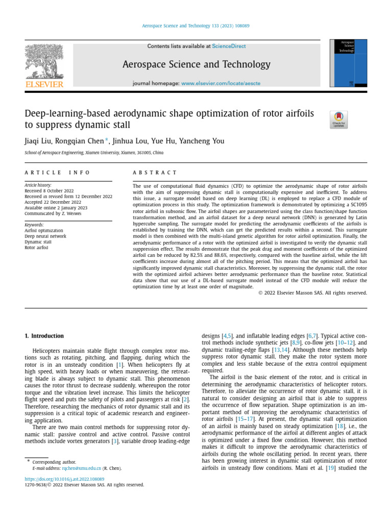Deep Learning for Rotor Airfoil Optimization | PDF | Helicopter Rotor ...
