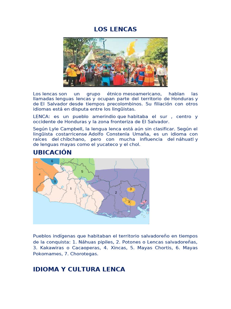 Cultura y lengua del pueblo Lenca | PDF | El Salvador | Cultura de las ...