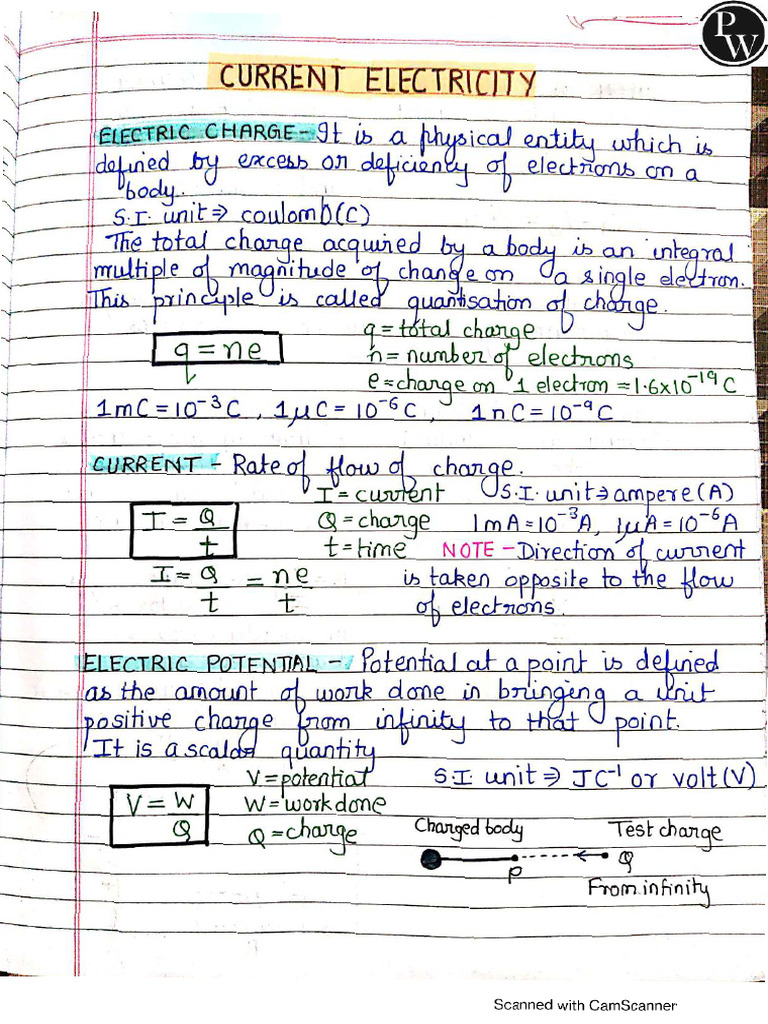 Electricity and Magnetism Handwritten Notes | PDF