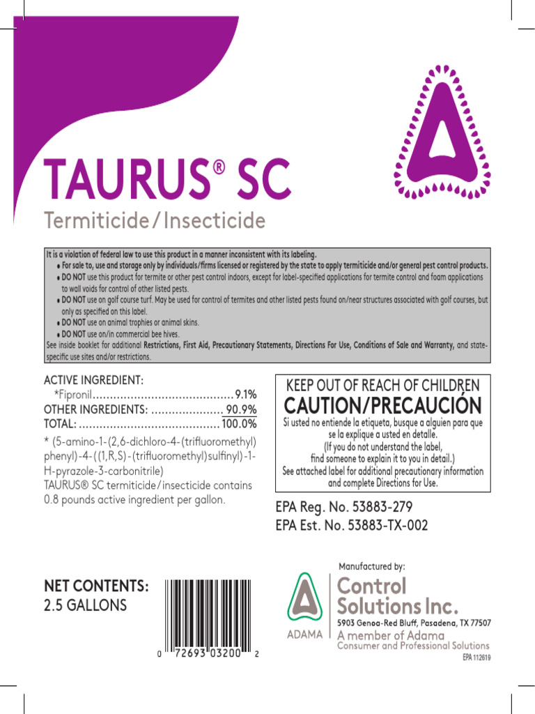 Taurus SC Termiticide/Insecticide Guide | PDF | Basement | Foundation ...