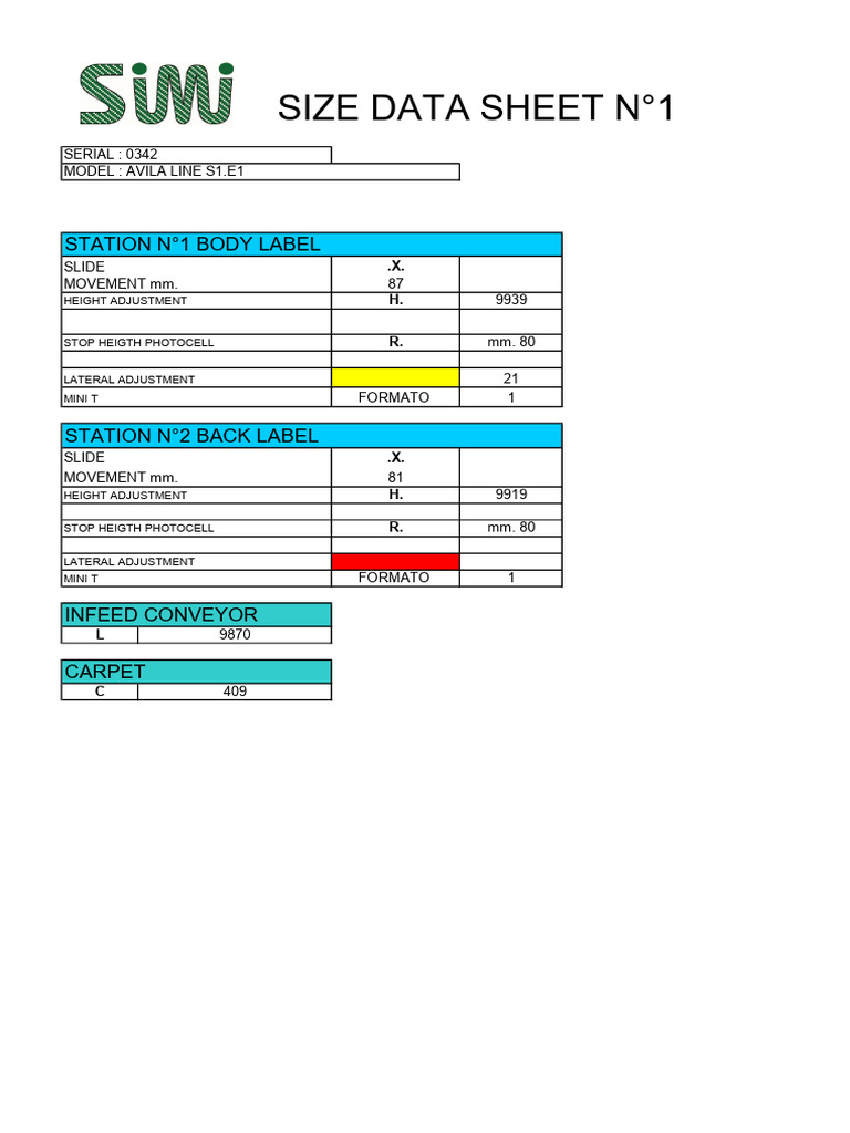Size Data Sheet 1 | PDF