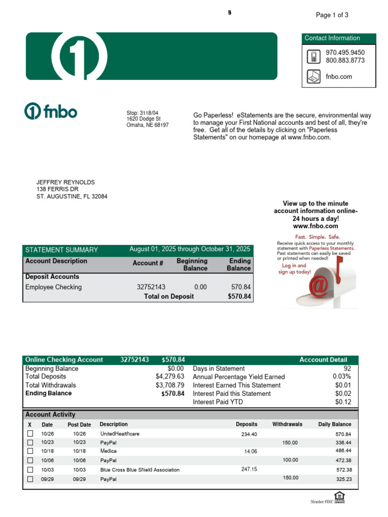 Online Checking Account Statement Summary | PDF | Banking | Financial ...