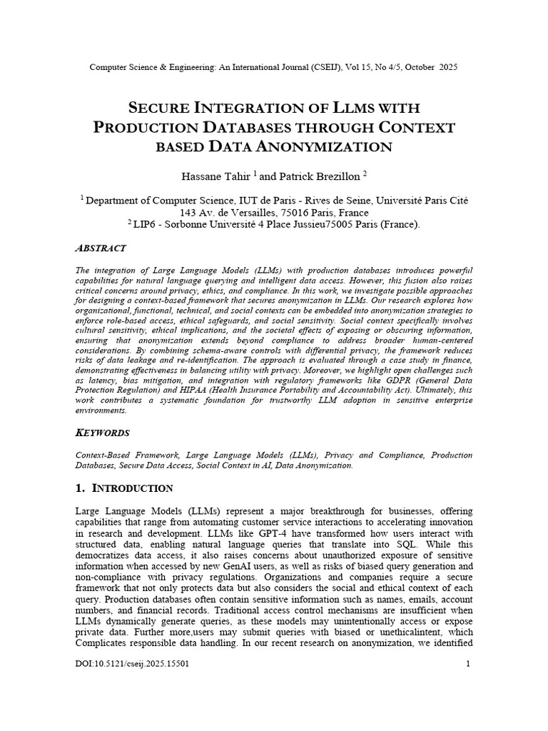 Secure Integration of LLMs with Production Databases through Context ...