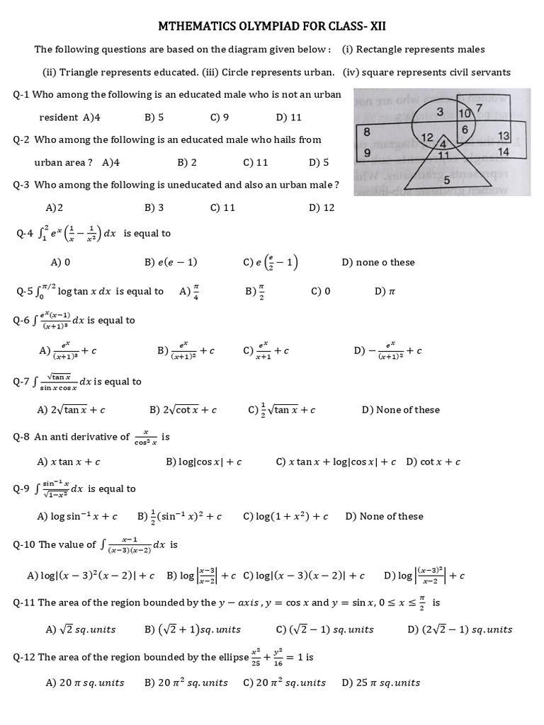 Assignment of Xii Maths Olympiad For 3rd Week | PDF | Classical ...
