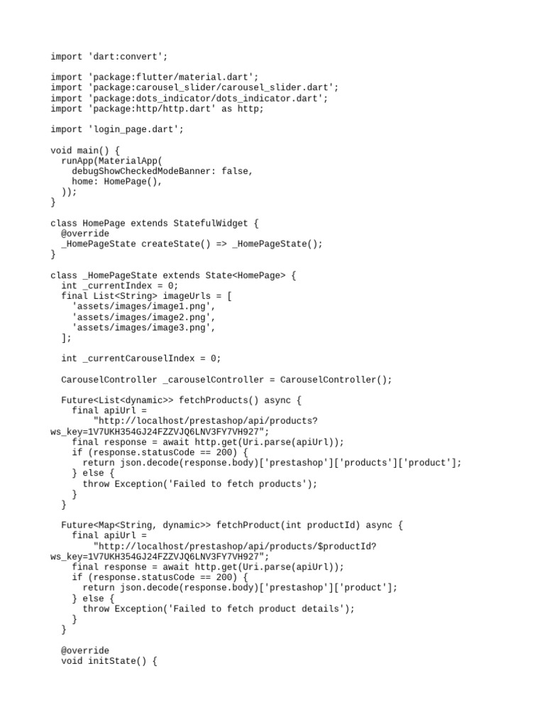 Flutter E-commerce App with Carousel | PDF | Software Engineering ...