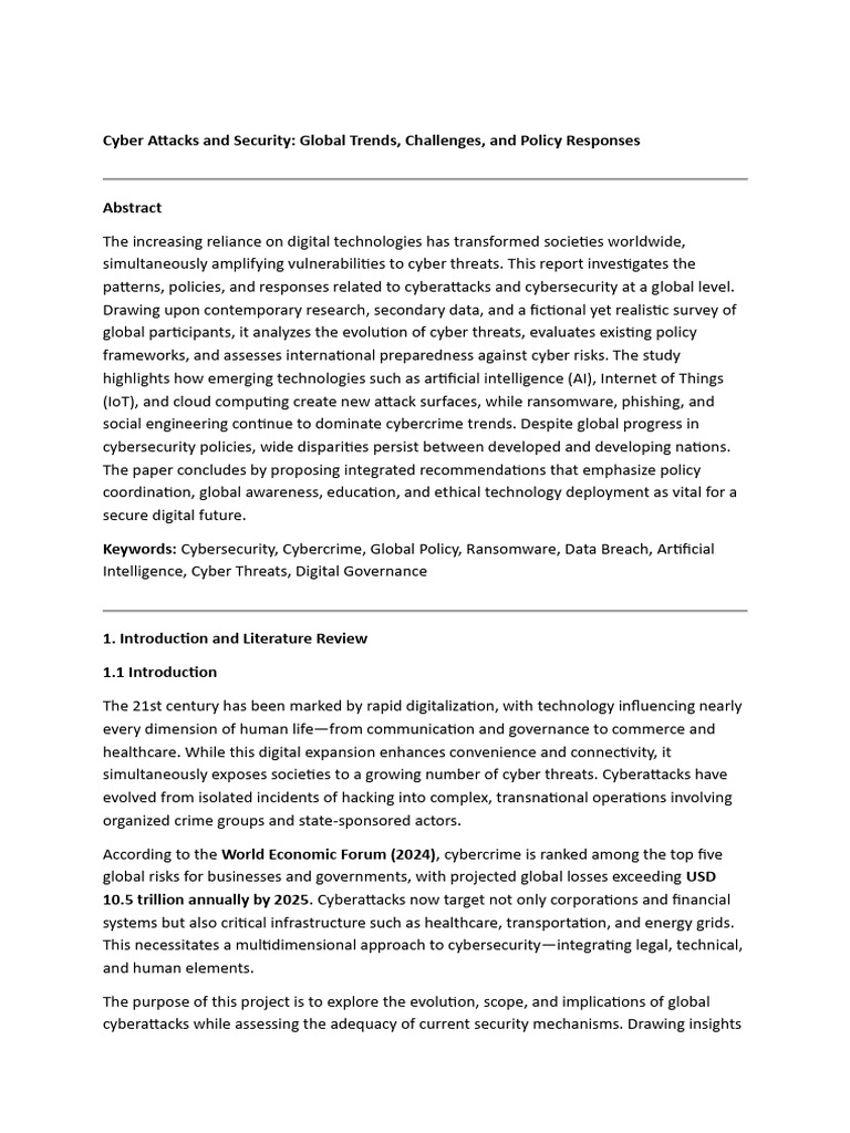 Global Cybersecurity Trends and Policies | PDF | Security | Computer ...
