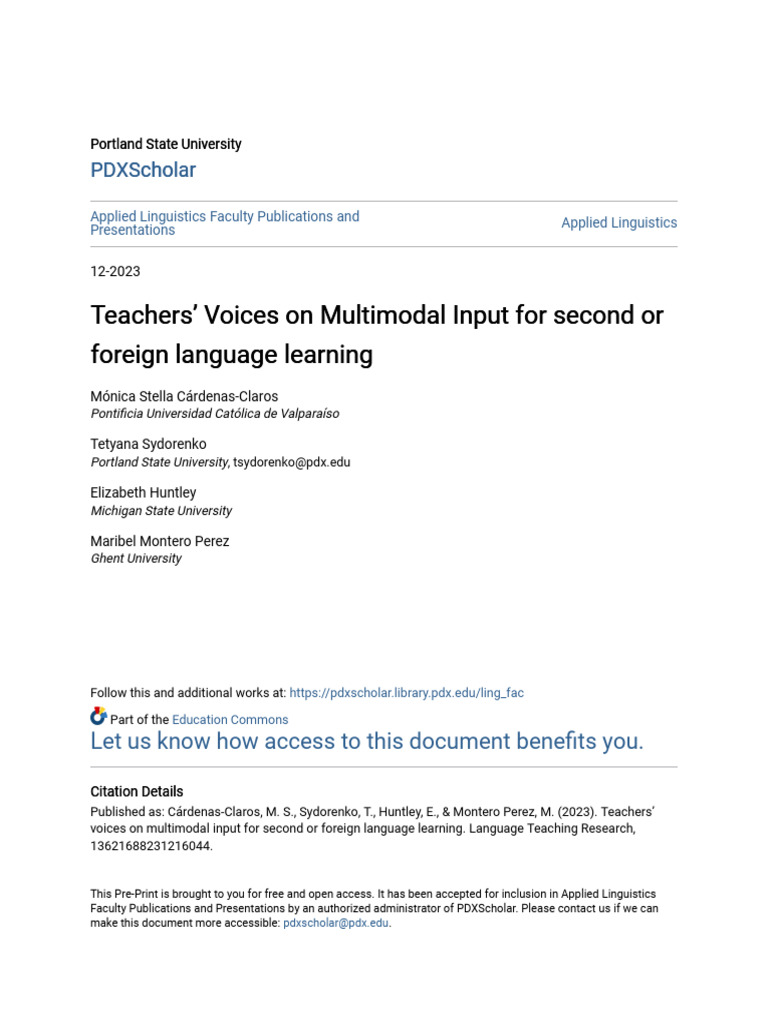 Teachers' Insights on Multimodal Input | PDF | Second Language | Teachers