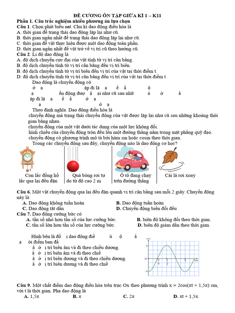 Đề Cương Ôn Tập GK 1 - K11 - Hs | PDF