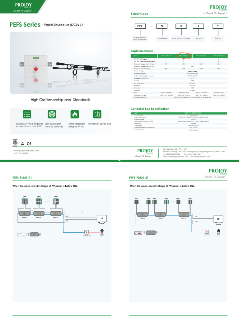 PEFS-PL Series Panel Level Firefighter Safety Switches - Rapid Shutdown ...