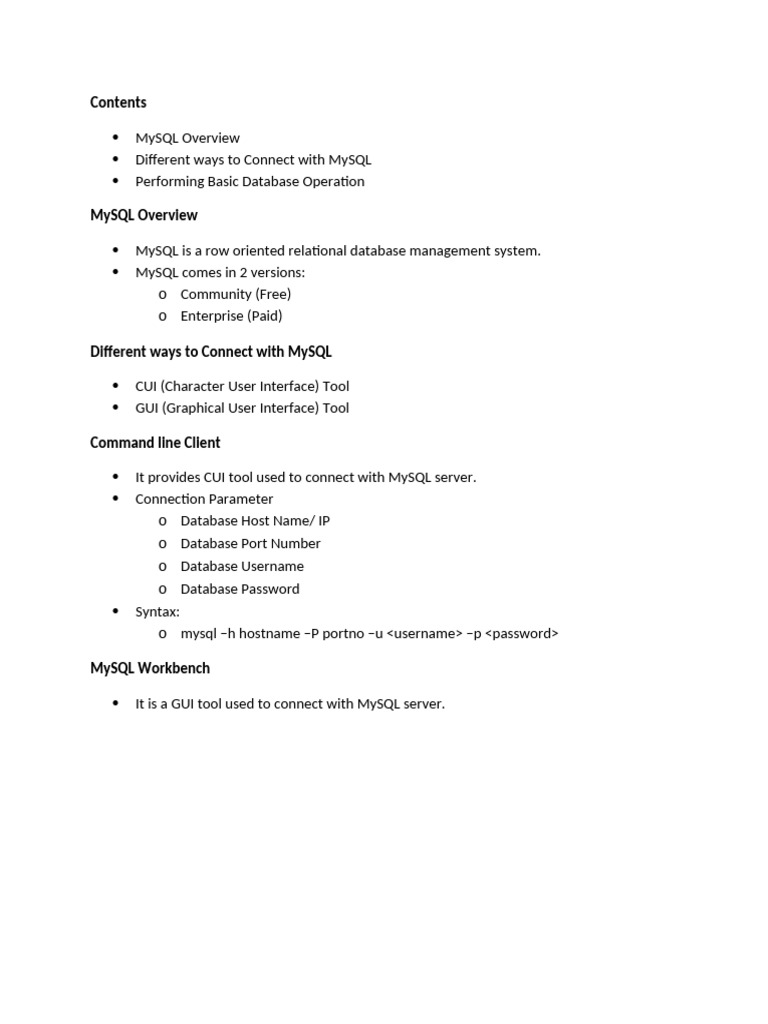 Session2 - Basics Operations in MySQL | PDF