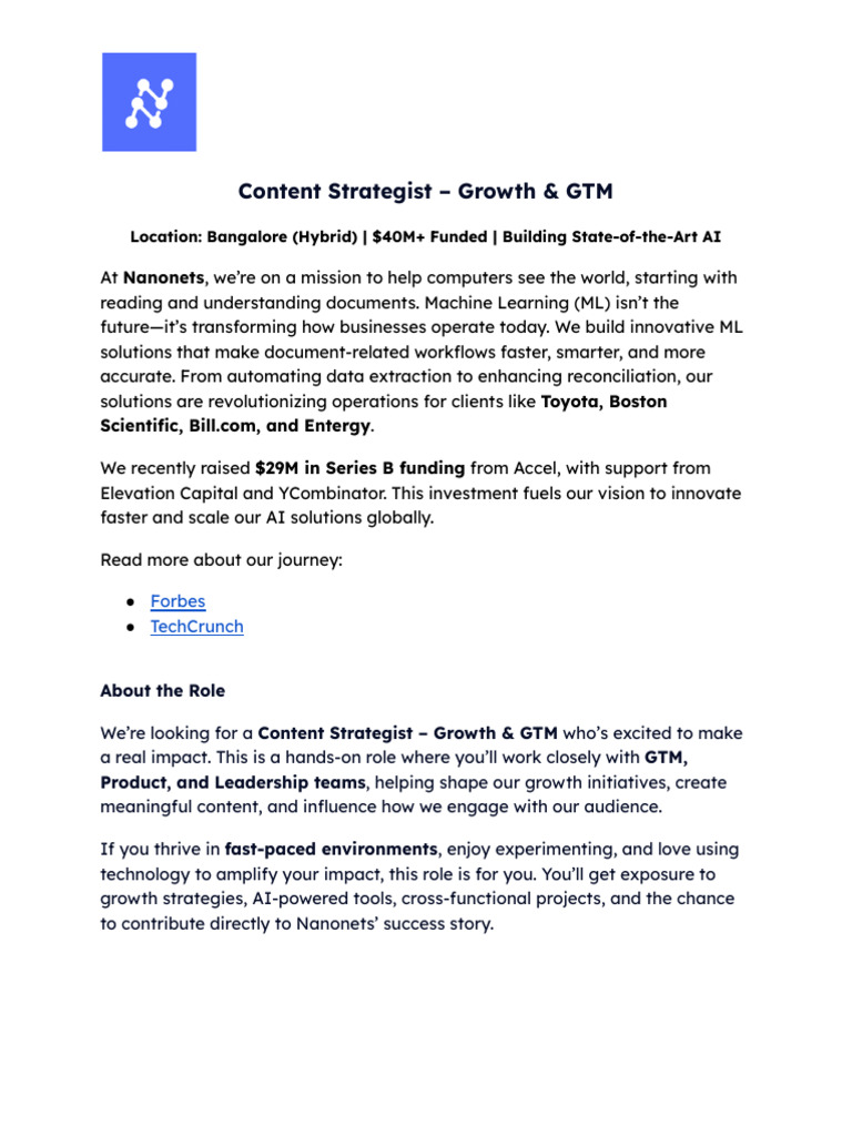 JD - Content Strategist - Growth & GTM | PDF | Artificial Intelligence ...
