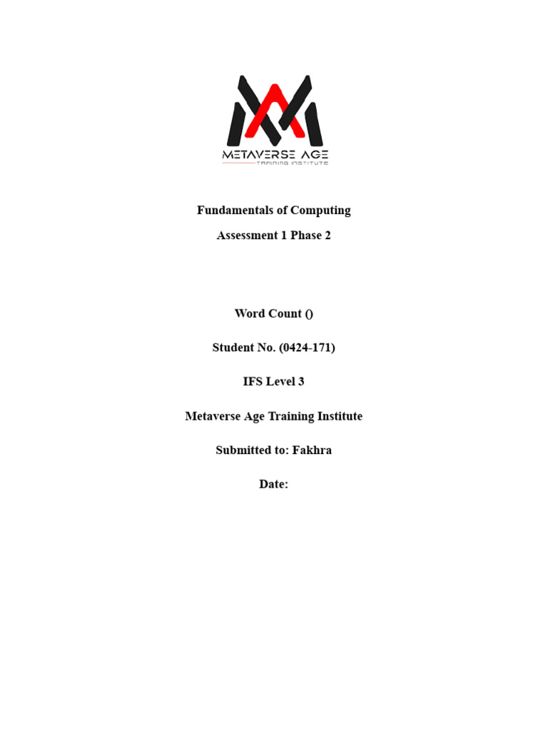 Computing Fundamentals Assessment 1 | PDF