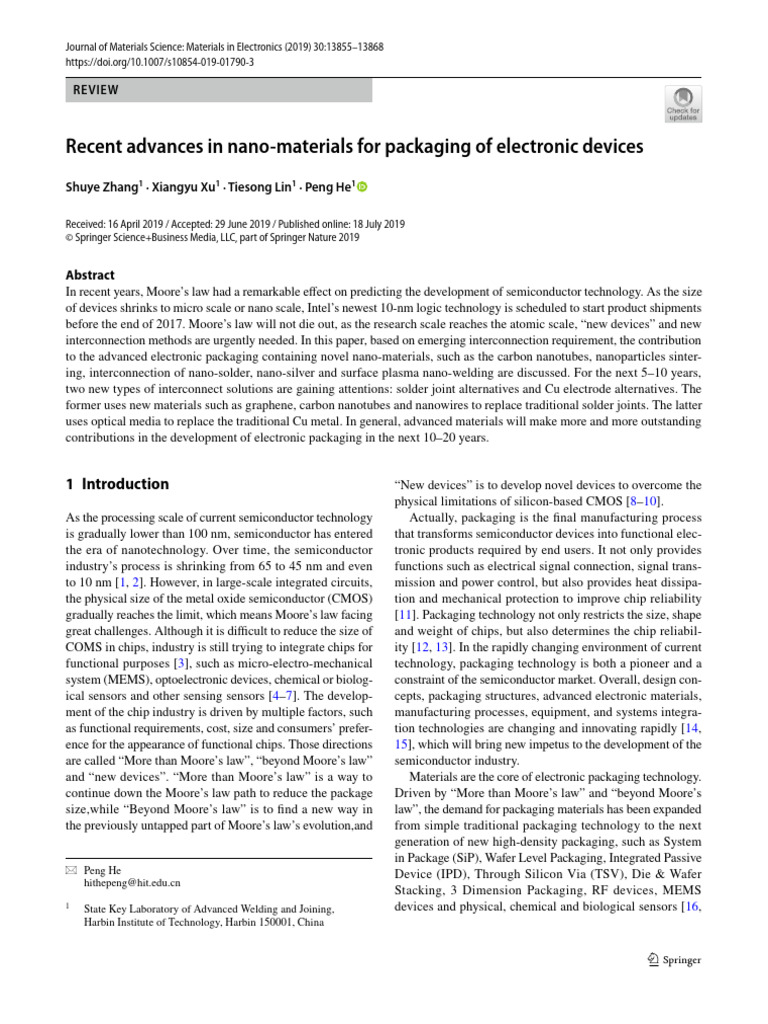 Recent Advances in Nano Materials For Packaging of Electronic Devices ...